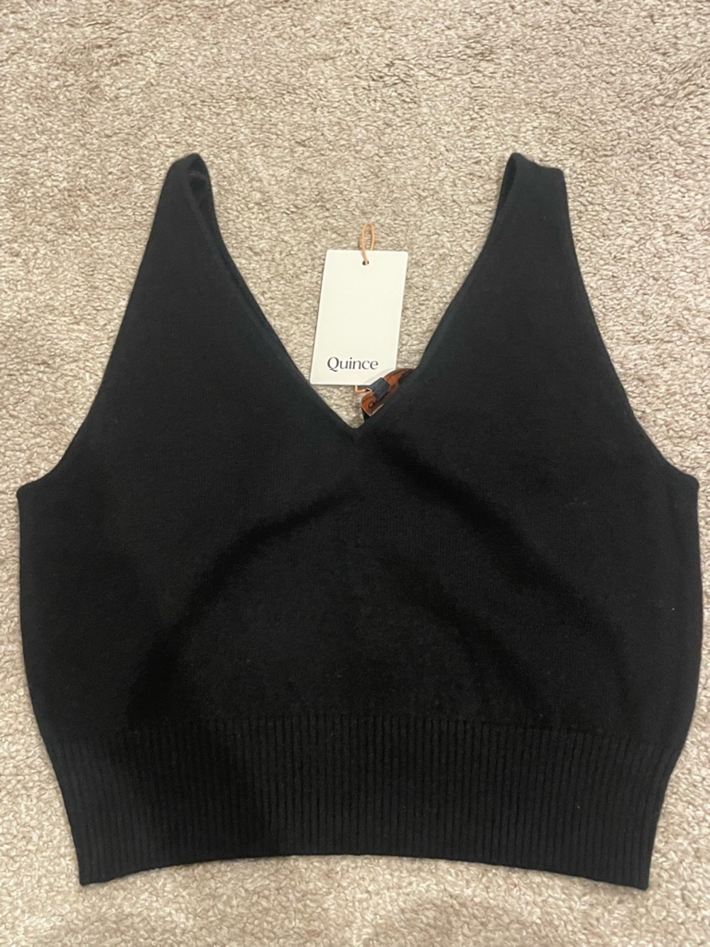 Quince Black Cashmere V-Neck Tank